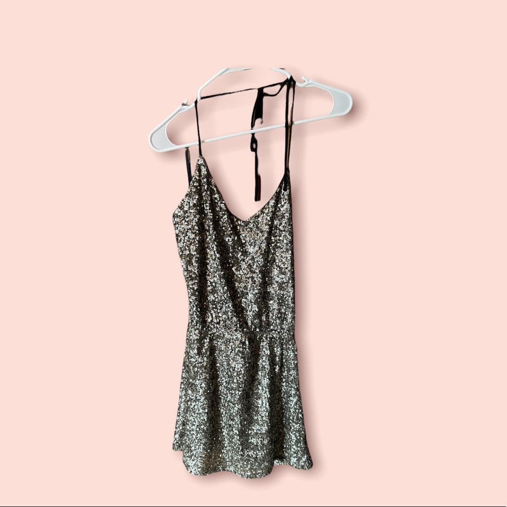 Quinn sequin halter dress